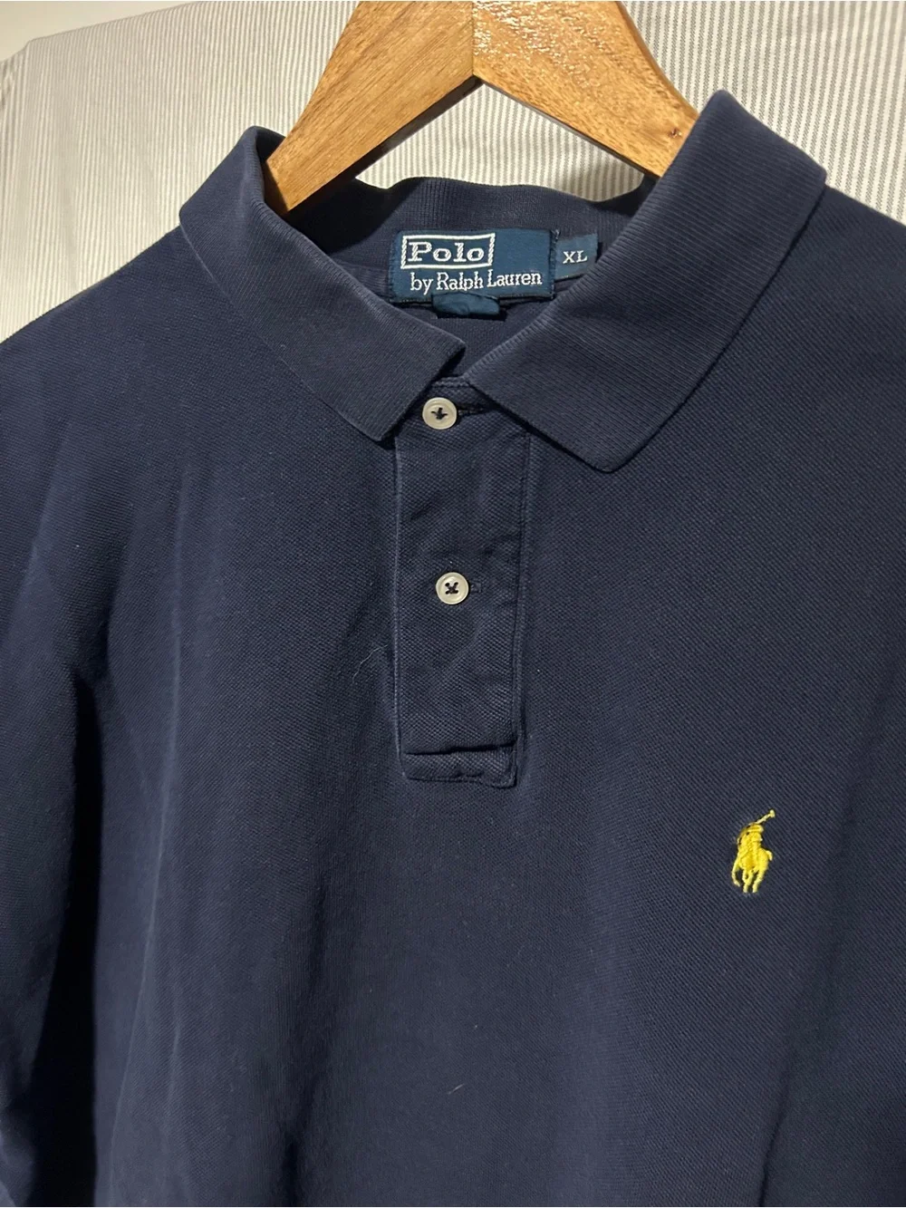 Ralph Lauren Navy Polo Shirt with Yellow Pony Embroidery